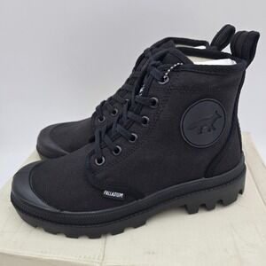 Palladium x Cafe Kitsune Black Canvas Ankle Boots Collaboration Shoe Men-4 W-5.5